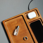 Wireless Charging Valet Tray with Dual Charger // Rubberwood