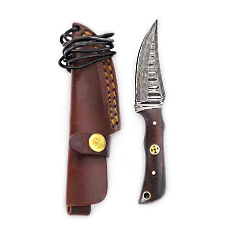 Damascus Steel Skinner Knife, Rosewood Grip By Titan // 178