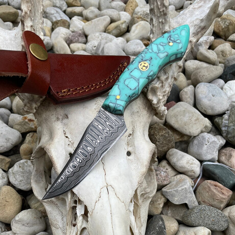 Damascus Knife With Arylic Handle // 706