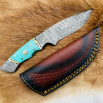 Custom Handmade Forged Damascus Steel Hunting Knife Blade With Acrylic Scales // 060X