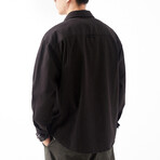 Button Up Shirt Jacket // Black // Style 2 (XL)