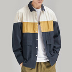 Color Block Button Up // Navy Blue (S)