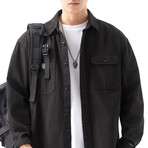 Button Up Shirt Jacket // Black // Style 2 (L)