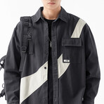 Button Up // Black + Light Gray (XL)