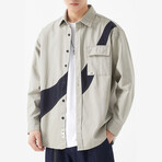 Button Up // Light Gray + Black (M)