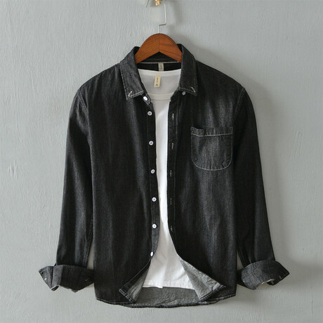 18021 Black // Denim Shirt Jacket (XS)