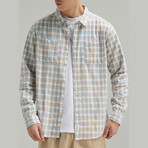 Plaid Button Up // Light Gray (L)