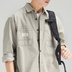 Double Pocket Button Up Jacket // Light Gray (M)