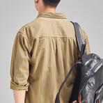 Thin Striped Button Up // Beige (XL)