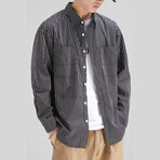 Striped Button Up // Black (XL)