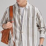 Striped Button Up // White (M)