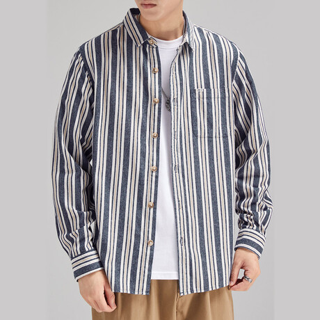 Striped Button Up // Blue (XS)