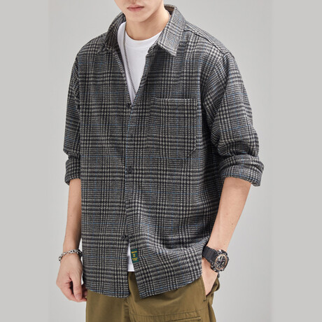 Plaid Button Up // Gray (XS)