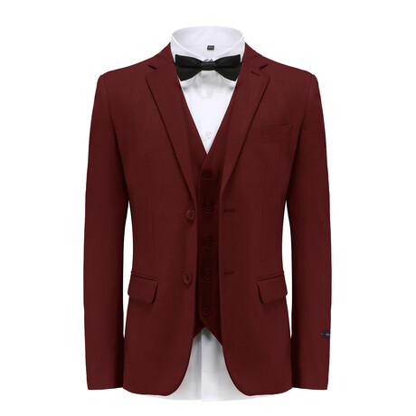 Braveman // Men's Premium Slim Fit 3PC Suit // Burgundy (L-40L)