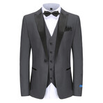 Gino Vitale // Men's Slim Fit 3PC Birdseye Peak Lapel Tuxedo // Charcoal (L-40L)