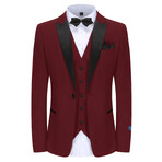 Gino Vitale // Men's Slim Fit 3PC Birdseye Peak Lapel Tuxedo // Burgundy (R-36R)