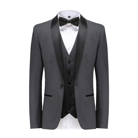 Gino Vitale // Men's Slim Fit Premium 3PC Tuxedo Set // Charcoal (L-40L)