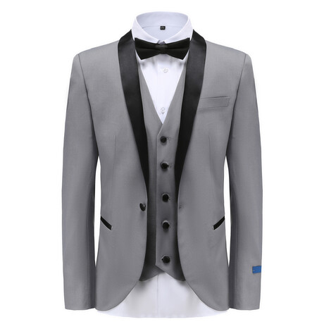 Gino Vitale // Men's Slim Fit Premium 3PC Tuxedo Set // Grey (L-40L)