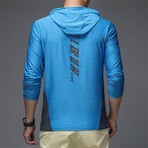 Hooded Long-Sleeve w/ Back Logo T-Shirt // Blue (XS)