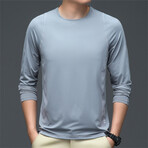 Crewneck Long-Sleeve Stitched T-Shirt // Light Gray (S)