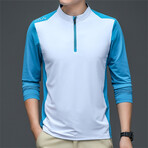 1/4 Zip-Up Long-Sleeve Raglan T-Shirt // White (L)