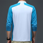 1/4 Zip-Up Long-Sleeve Raglan T-Shirt // White (L)