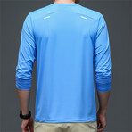 Crewneck Long-Sleeve Arm Details T-Shirt // Blue (M)