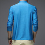 1/4 Zip-Up Long-Sleeve T-Shirt // Blue (M)