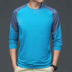 Crewneck Two Tone Long-Sleeve T-Shirt // Blue (S)