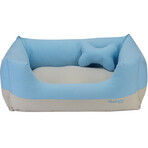 Washable Dog Bed With Removable Cover // Baby Blue & Beige (Small)