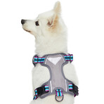 3M Reflective Multi-colored Stripe No-pull Dog Harness // Violet + Celeste (Small)