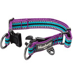 3M Reflective Multi-colored Stripe Dog Collar + Leash Set // Violet + Celeste (Small)