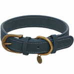 Full Grain Leather Adjustable Dog Collar // Navy Blue (1" Wide * (15"-18") Neck)