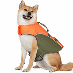 Reflective Dog Life Jacket & Water Safety Gear // Neon Orange + Dark Olive (XX-Small)
