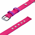 Iconic Color-Block Dog Collar + Leash Set // Cerise + Dark Purple (Collar 13-16.5" Neck)