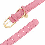 Full Grain Leather Adjustable Dog Collar // Pink (3/4" Wide * (12"-15") Neck)