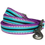 3M Reflective Multi-colored Stripe Dog Collar + Leash Set // Violet + Celeste (Small)