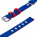 Iconic Color-Block Dog Collar + Leash Set // Navy Blue + Red (Collar 13-16.5" Neck)