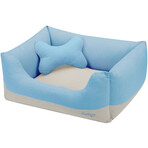 Washable Dog Bed With Removable Cover // Baby Blue & Beige (Small)