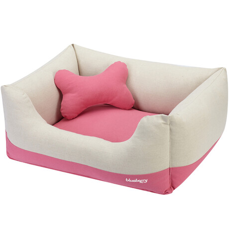 Washable Dog Bed With Removable Cover // Baby Pink + Beige