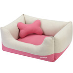 Washable Dog Bed With Removable Cover // Baby Pink + Beige