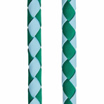 Iconic Color-Block Dog Collar + Leash Set // Sky Blue + Dark Green (Collar 13-16.5" Neck)