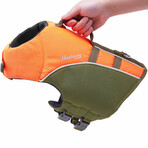 Reflective Dog Life Jacket & Water Safety Gear // Neon Orange + Dark Olive (XX-Small)