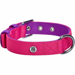 Iconic Color-Block Dog Collar + Leash Set // Cerise + Dark Purple (Collar 13-16.5" Neck)