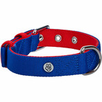 Iconic Color-Block Dog Collar + Leash Set // Navy Blue + Red (Collar 13-16.5" Neck)