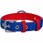 Iconic Color-Block Dog Collar + Leash Set // Navy Blue + Red (Collar 13-16.5" Neck)