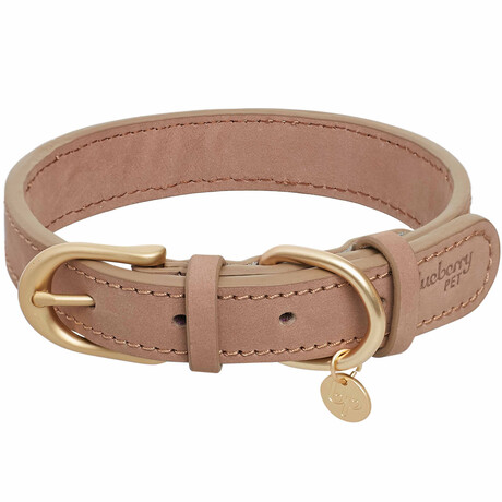 Full Grain Leather Adjustable Dog Collar // Beige (3/4" Wide * (12"-15") Neck)