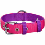Iconic Color-Block Dog Collar + Leash Set // Cerise + Dark Purple (Collar 13-16.5" Neck)