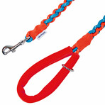 Reflective Braided Handmade Dog Rope Leash // 4ft (Azure Blue + Lime Yellow)