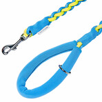 Reflective Braided Handmade Dog Rope Leash // 4ft (Azure Blue + Lime Yellow)